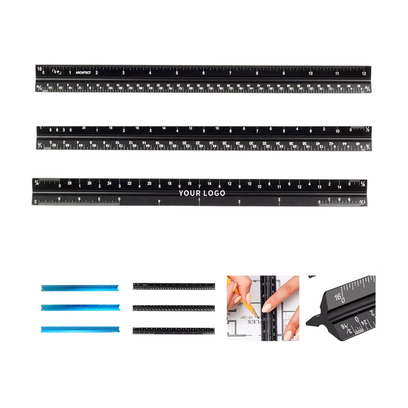 11.8-Inch Aluminum Triangular Scale Ruler for Engineers and Designers