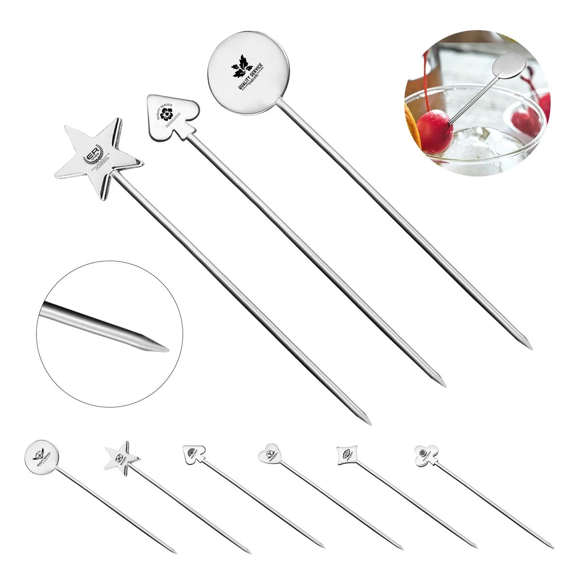 Stainless Steel Cocktail stirrer With Pointed Tip (4.7'') 1