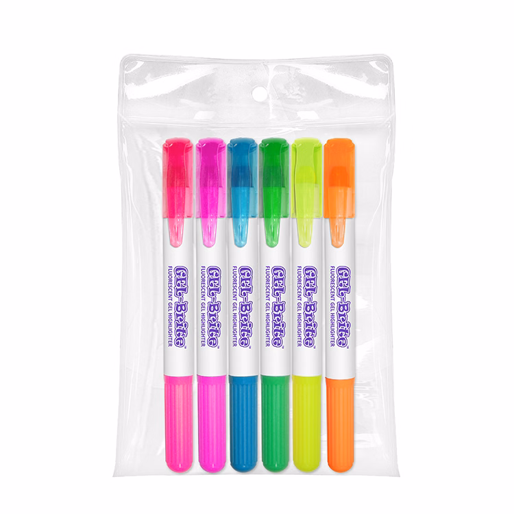 Gel-Brite™ Gel Highlighters 6 Pack in Plastic Pouch