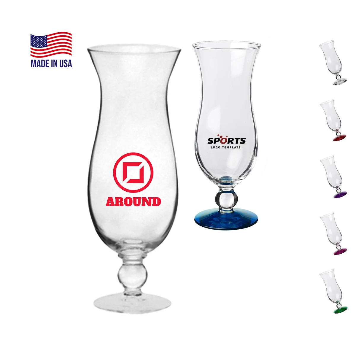 16 oz. USA Made Libbey Custom Printed Hurricane Glasses 1