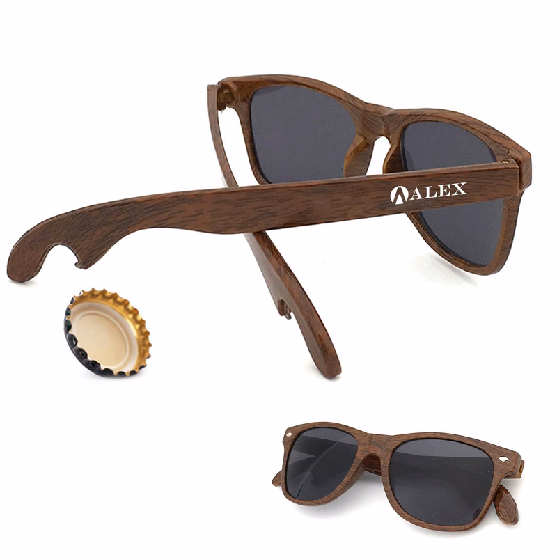 Wood Grain Sunglasses with Bottle Opener