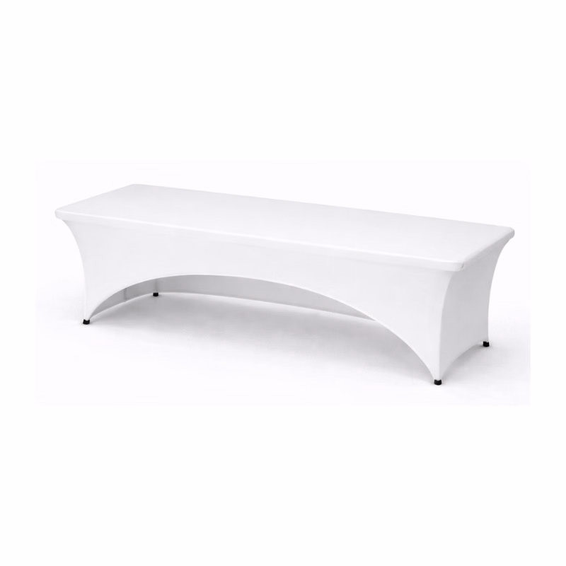 6 ft WHITE Open Back Fitted Table Cover w/Front Logo