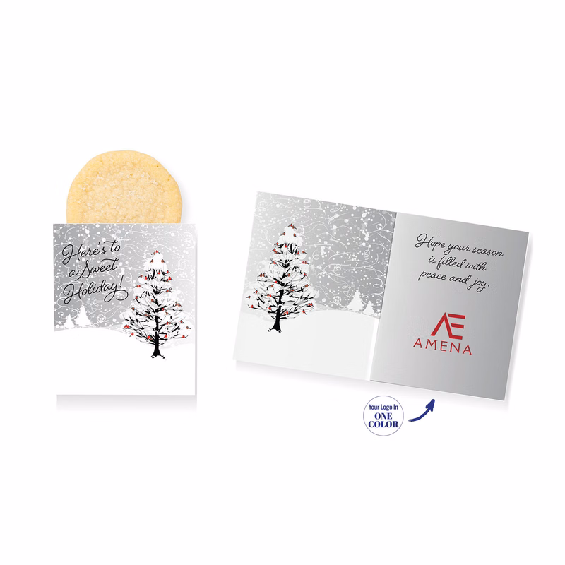 Foil-Stamped Stock Cardinals Design Mini Sweeter Card with Single Sugar Cookie