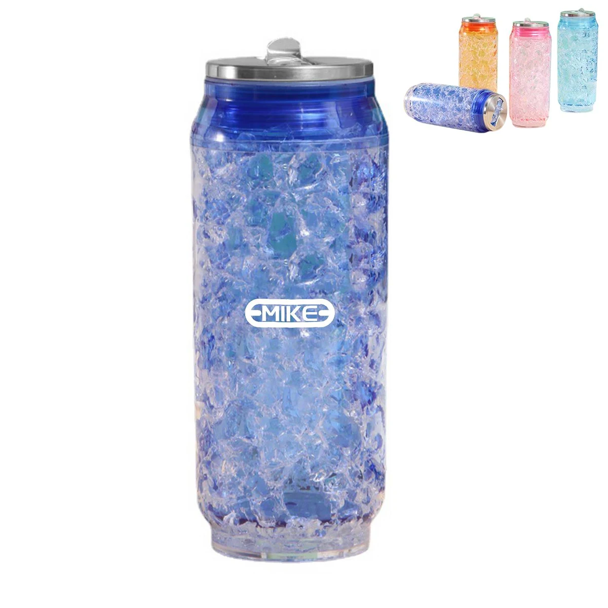 16oz Double Wall Plastic Ice Cans Straw CupWater Bottles 1