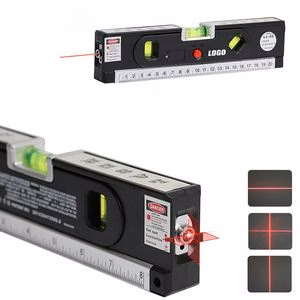 Multi Laser Ruler Measurer With Triple Positioned Leveling Bubble