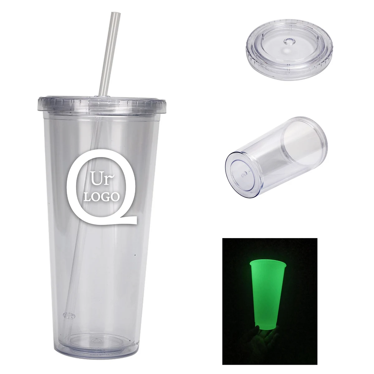 24Oz Double Layer Plastic Fluorescent Cup 1