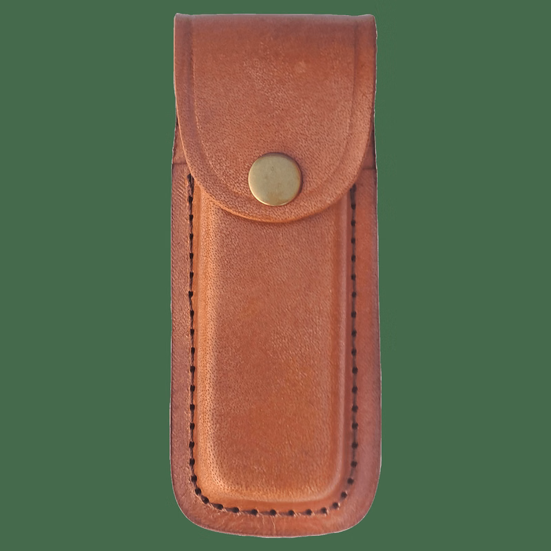 Bison River 5" Brown Leather Sheath with Snap Closure for Folding Knife Up to Long Closed