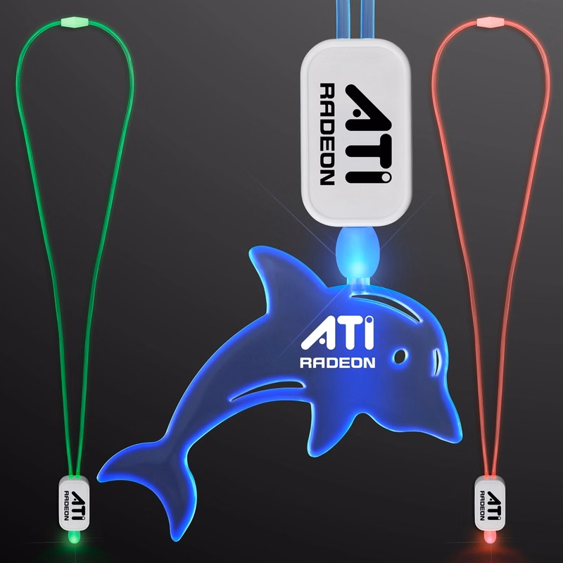 LED Lanyards with Acrylic Dolphin Pendant
