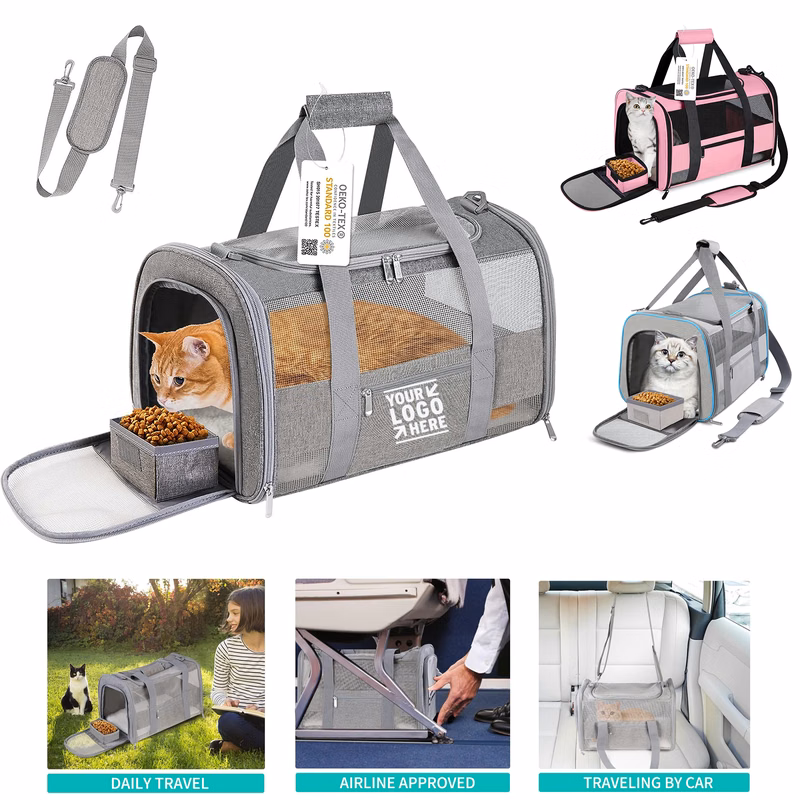 Under 15 Lbs Small Medium Cat TSA Airline Approved Soft Sided Dog Travel Pet Carrier