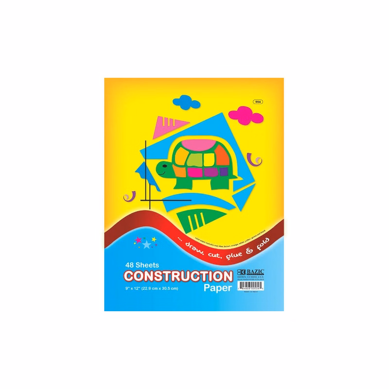 Construction Paper Pads- 48 pages 9" x 12" Assorted Colors