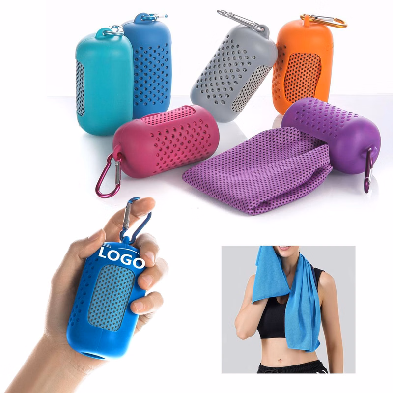 Instant Cooling Towel with Silicone Carrying Case
