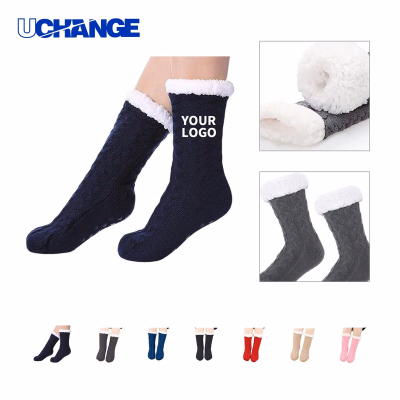 Fuzzy Thermal Slipper Sock Socks with Non Slip Dot Bottom
