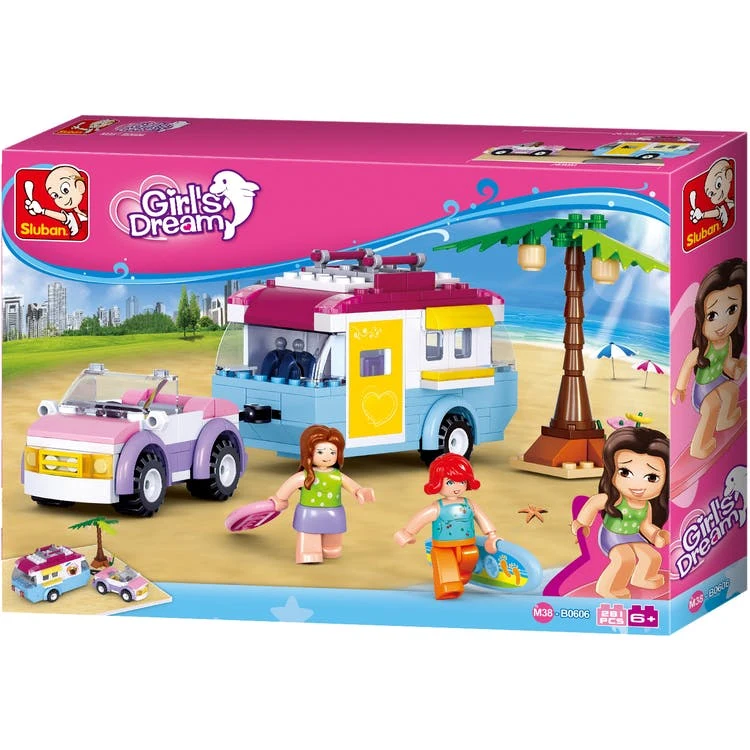 Girls' Beach Vacation Building Brick Kits - 281 Pieces Ages 6+ 1