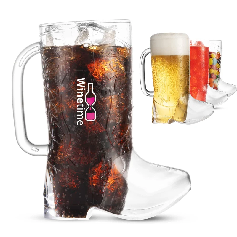 17oz. Western Boot Beer Clear Plastic Mug 1