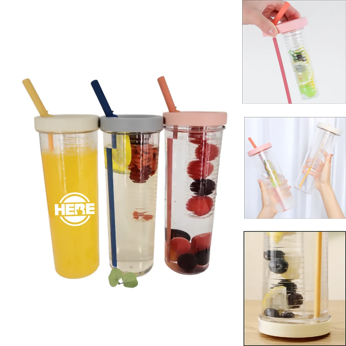 24Oz Large Capacity Plastic Fruit Infuser Water Bottle 1