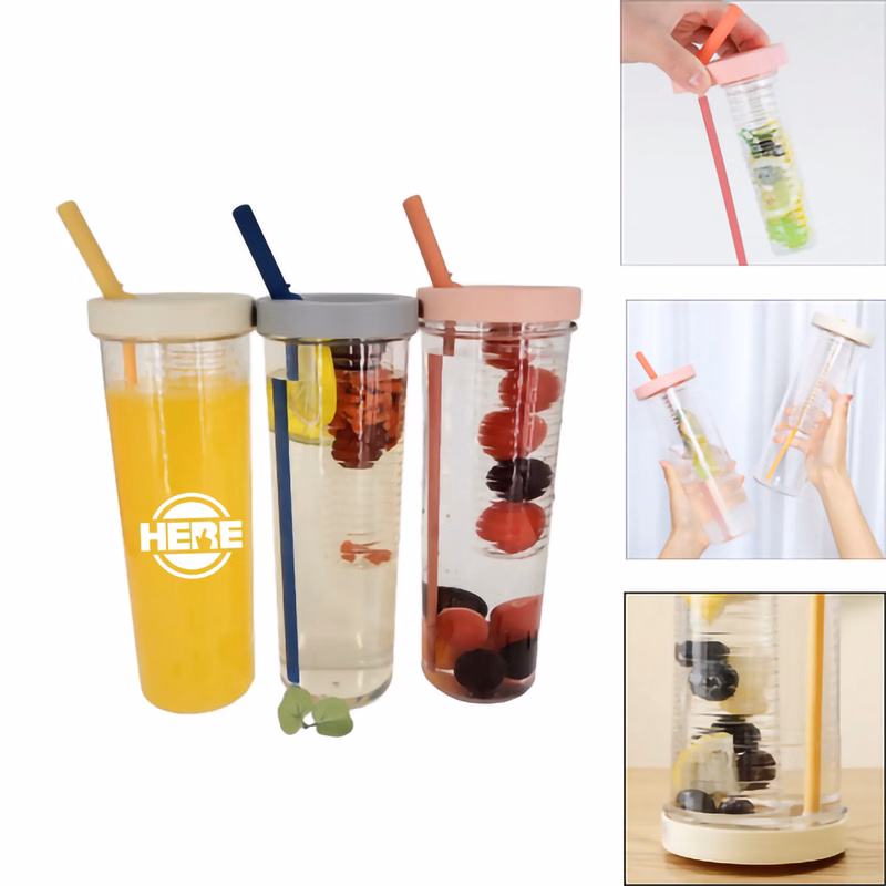 24Oz Large Capacity Plastic Fruit Infuser Water Bottle
