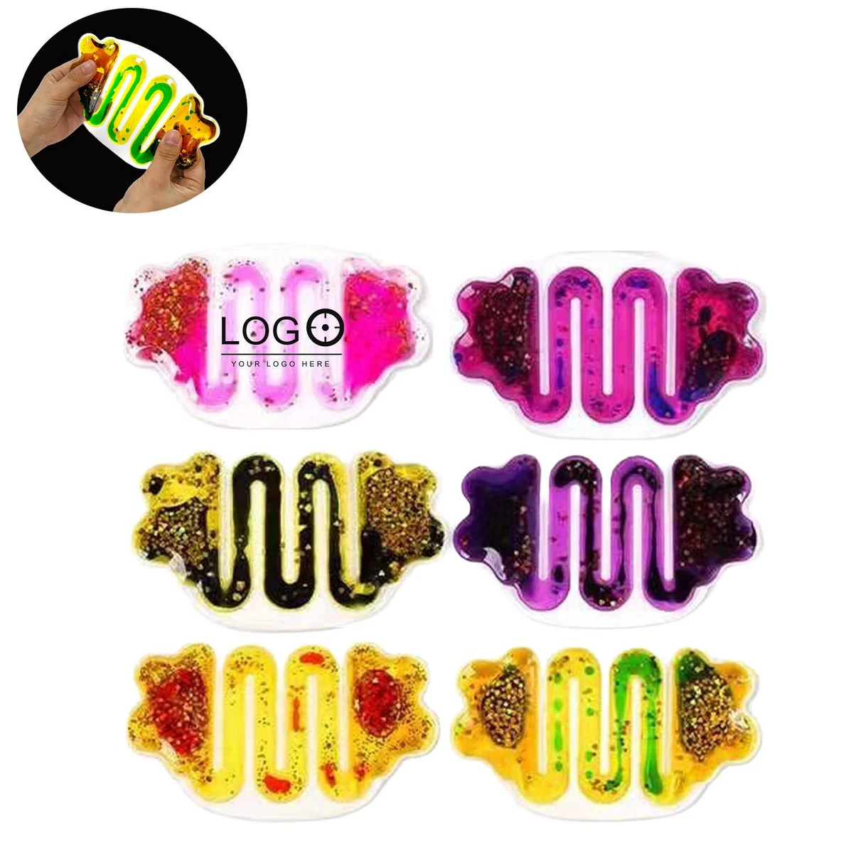 6‑Pack Glitter‑Liquid Calming Squeeze Tube Toy 1
