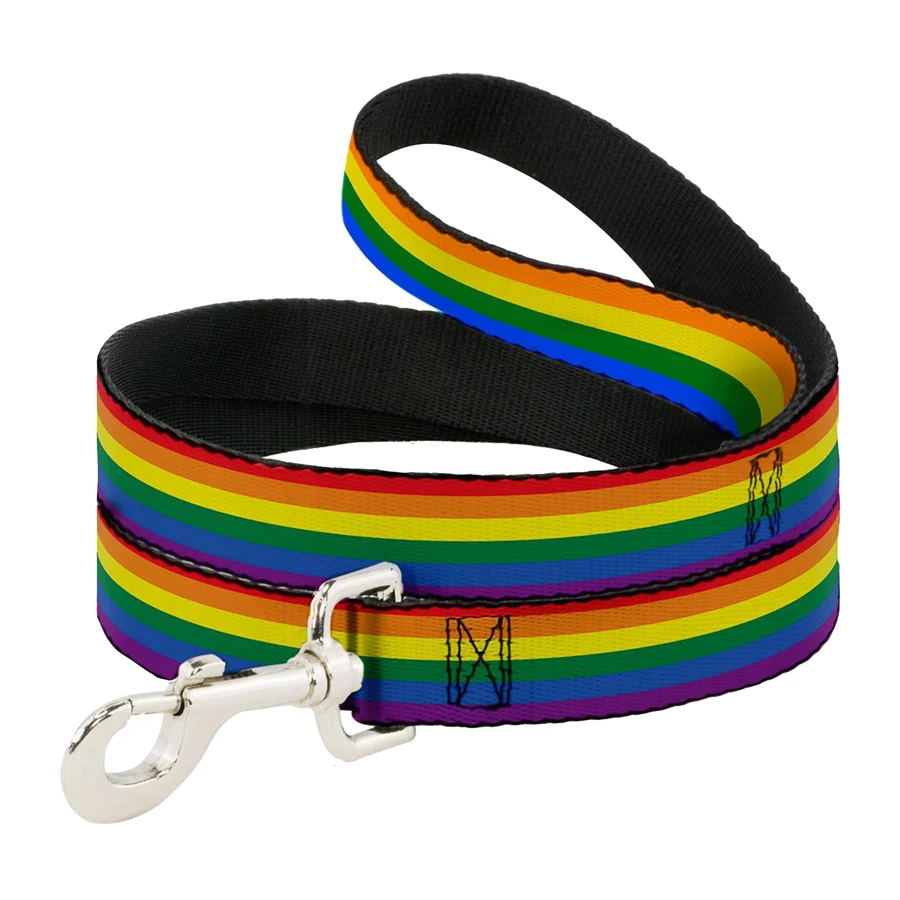 Rainbow Polyester Leash with Snap Carabiner and Loop Handle 1