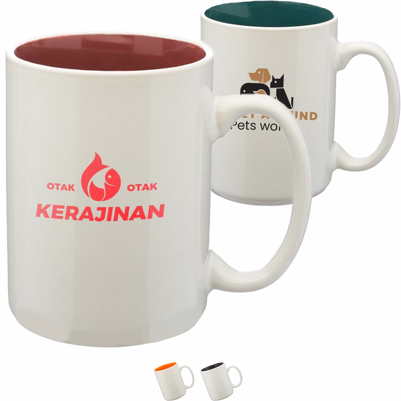 Glossy 15 oz. Two-Tone Ceramic Coffee Mug
