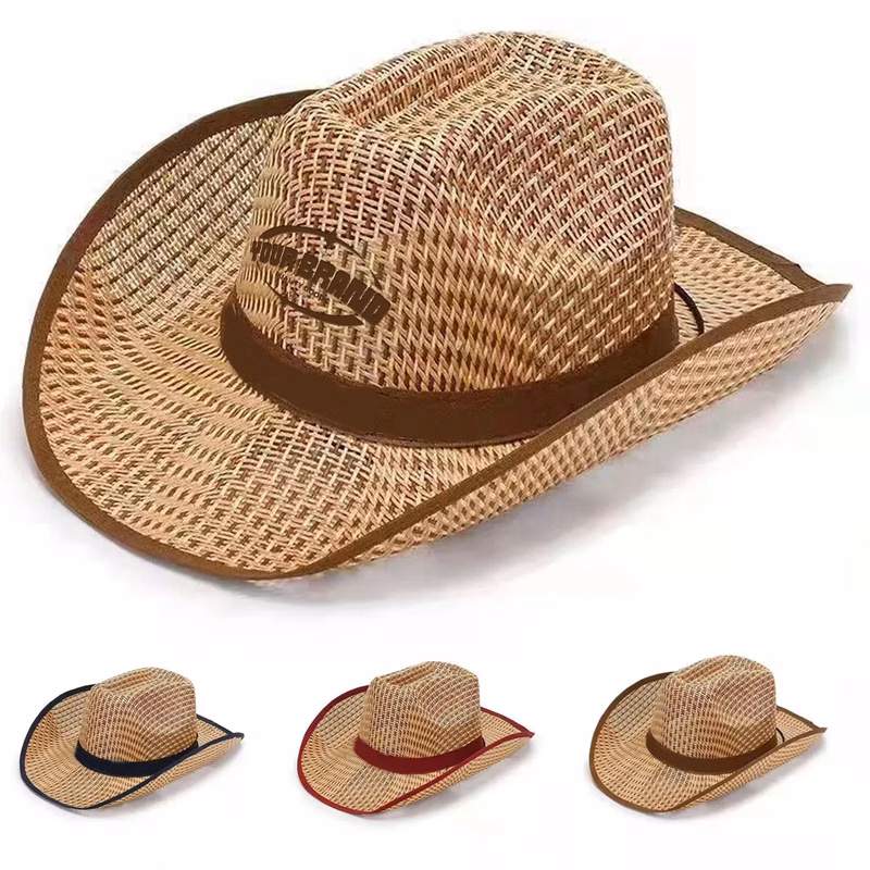 Unisex Woven Straw Round Up Summer Beach Wide Brim Hat