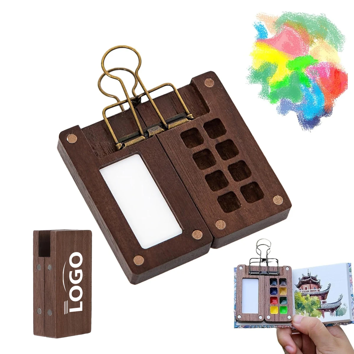 Mini Portable Watercolor Palette with Clip 1