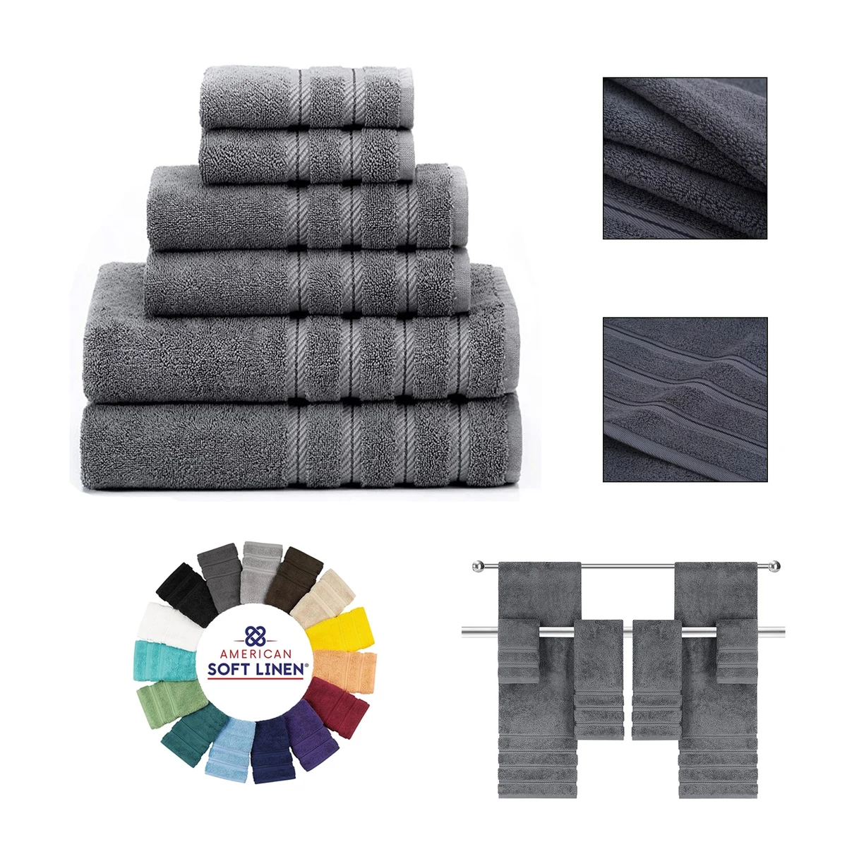 100% Cotton 6 Pieces Towel Set 1