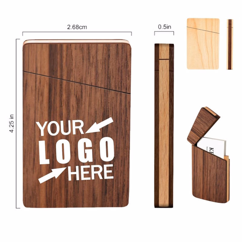 Portable Magnetic Natural Wood Business Card Holder