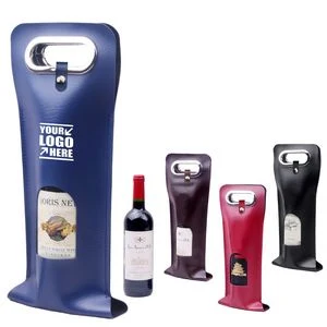Buckled PU Leather Wine Bag With Window And Metal Handles 1