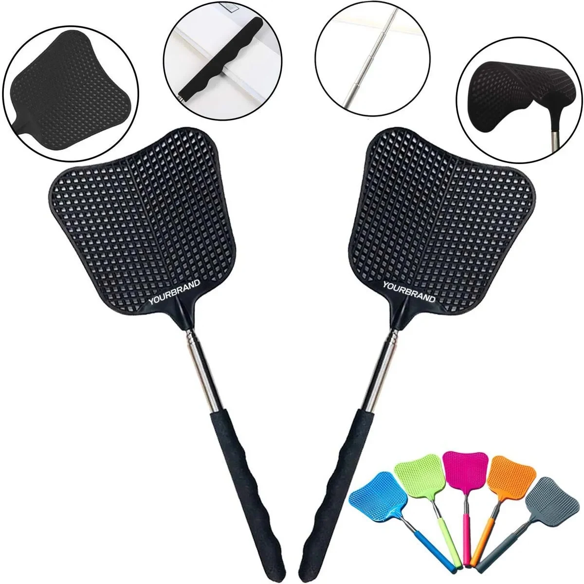 Telescopic Durable Stainless Steel Handle Fly Swatter 1