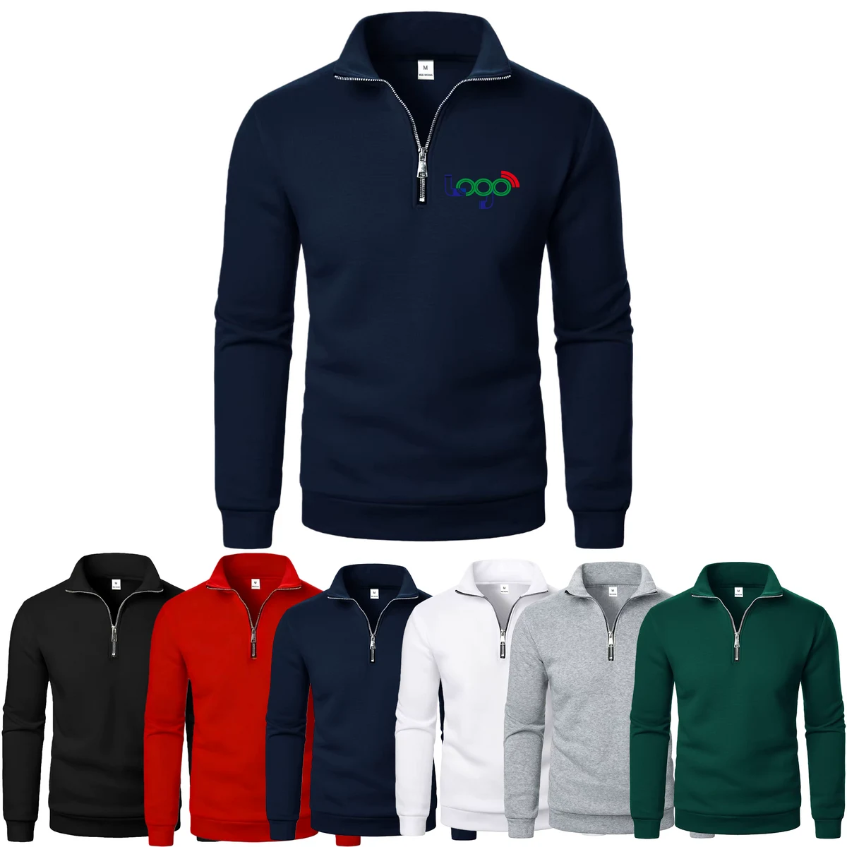Sweatshirt With Stand-up Collar And Half-zip, custom hoodie or sweatshirt with logo imprint 1