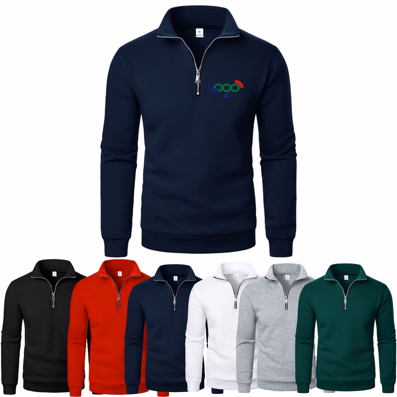 Sweatshirt With Stand-up Collar And Half-zip