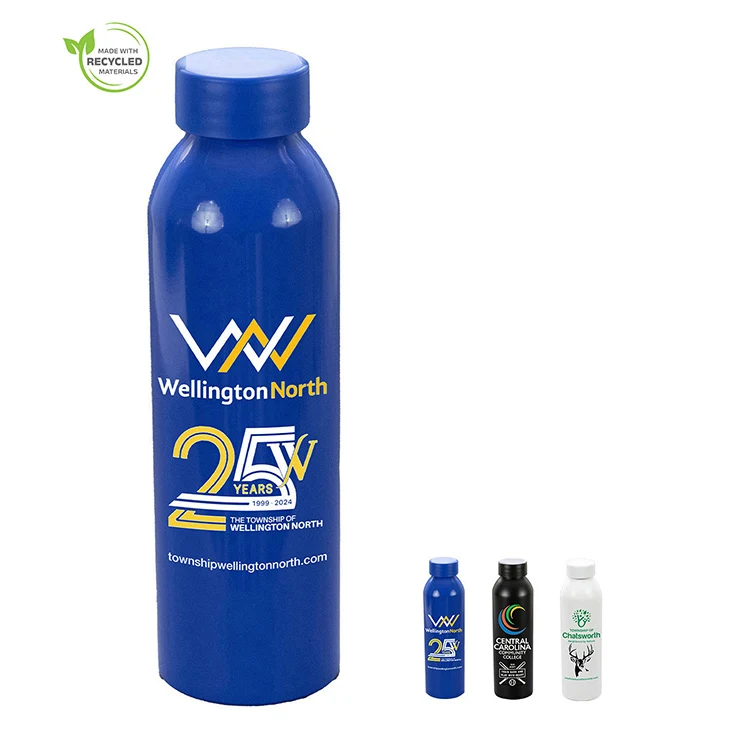 "STREAMLINER" 22 OZ Recycled Aluminum Bottle With Screw-On Lid 1