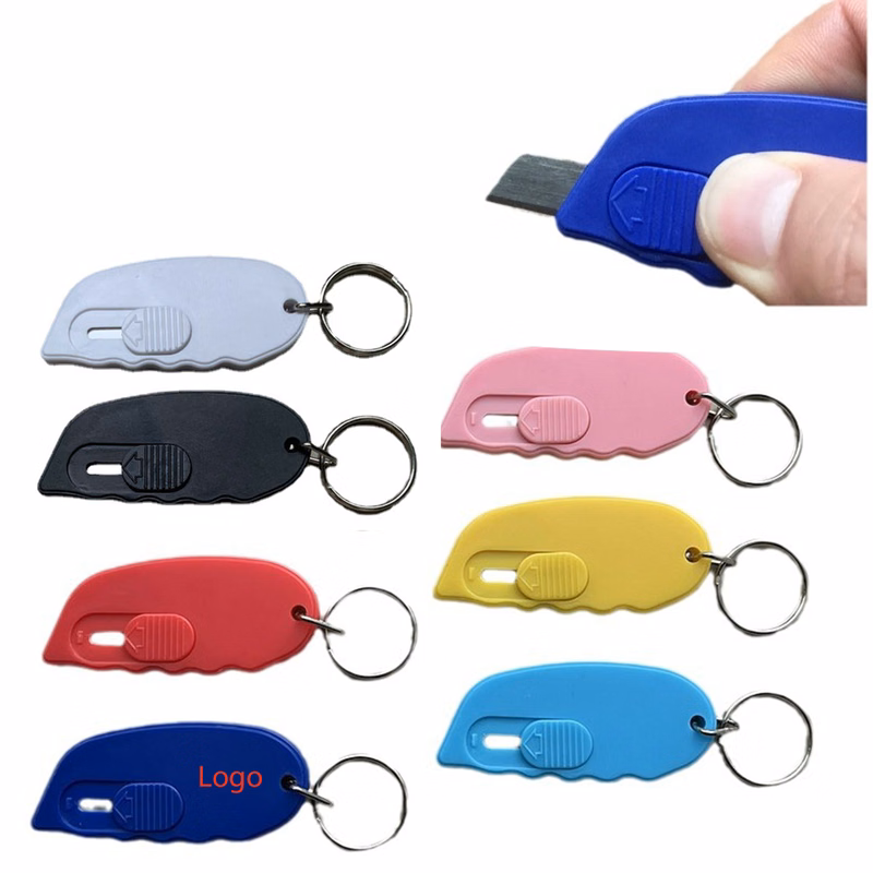 ABS Retractable Box Cutter Letter Opener Keychain