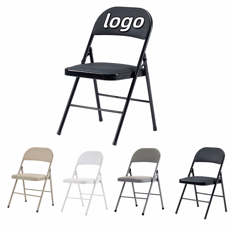 Black Foldable Iron & PVC Chairs