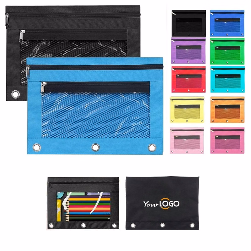 3-Ring Binder Pencil Pouch with Zipper (10" X 7")