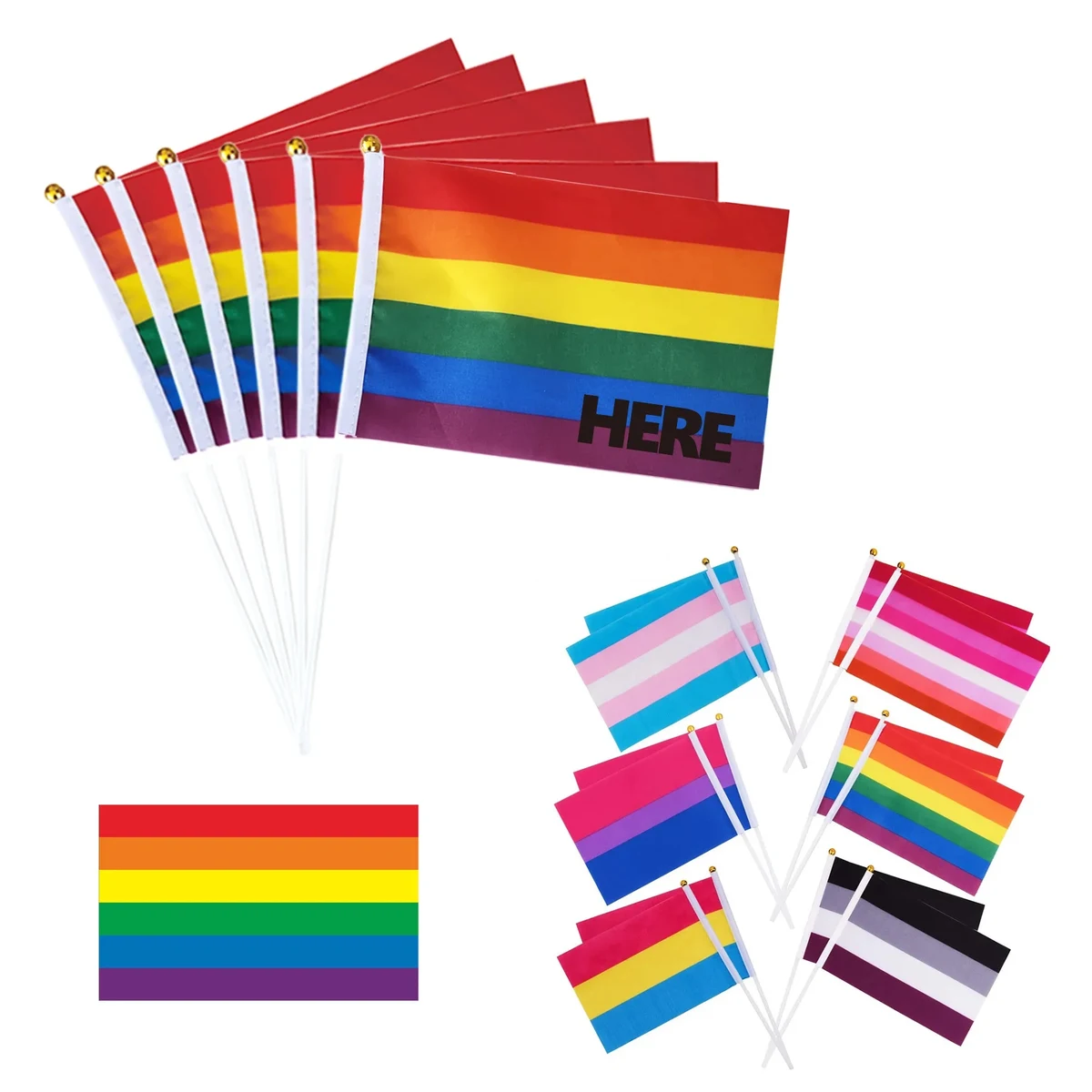 LGBTQ Pride Hand Held Rainbow Flag 1