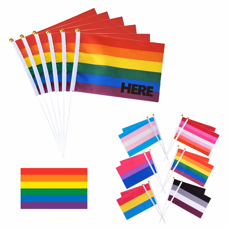 LGBTQ Pride Hand Held  Rainbow Flag