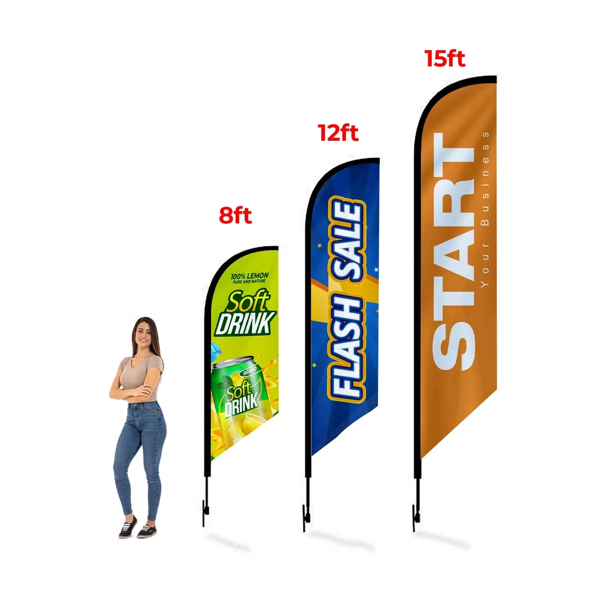15' Feathered Flag Replacement w/ Double Sided Imprint 1