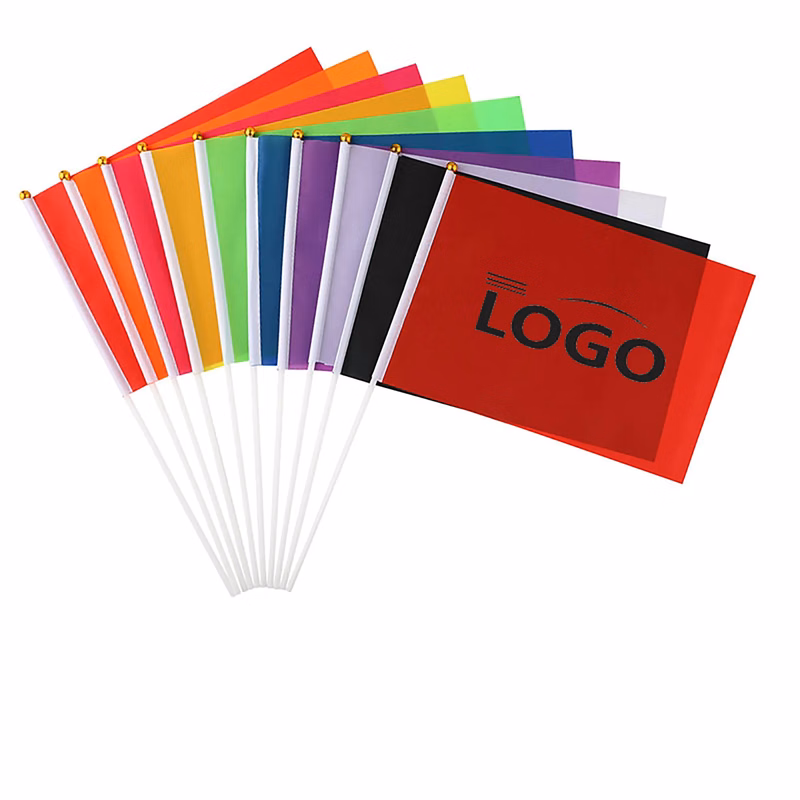 Full Color Custom Hand Held Stick Flag Rush Service MOQ100