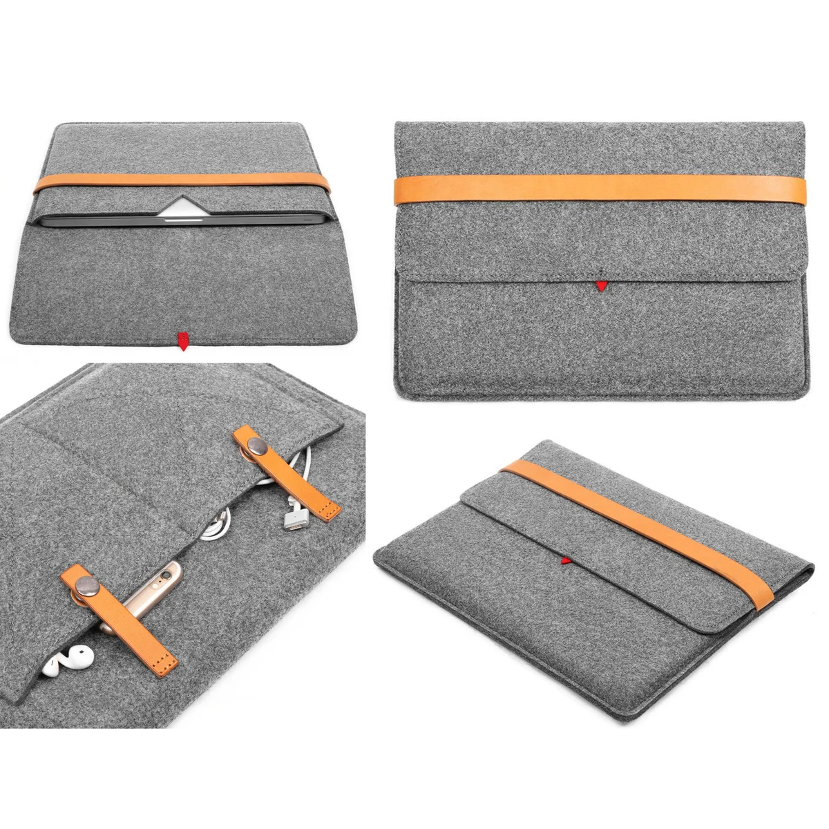 15" Felt Sleeve Case with pocket for Laptop Tablet 1