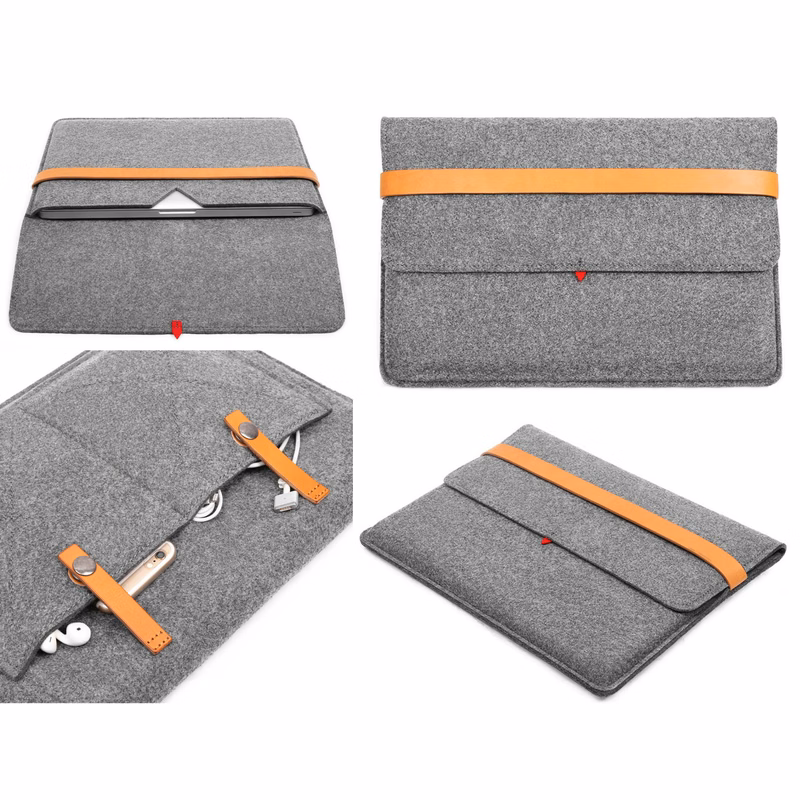 15" Felt Sleeve Case with pocket for Laptop Tablet