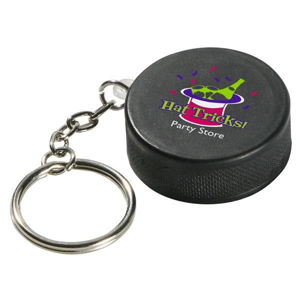 Hockey Puck Stress Reliever Key Chain 1