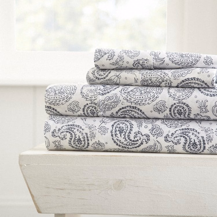 Bed Sheet Sets - Navy Paisley Twin 3 Piece