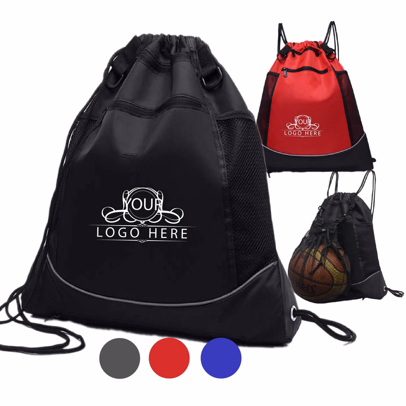 Basketball Net Pocket Drawstring Backpack Bags