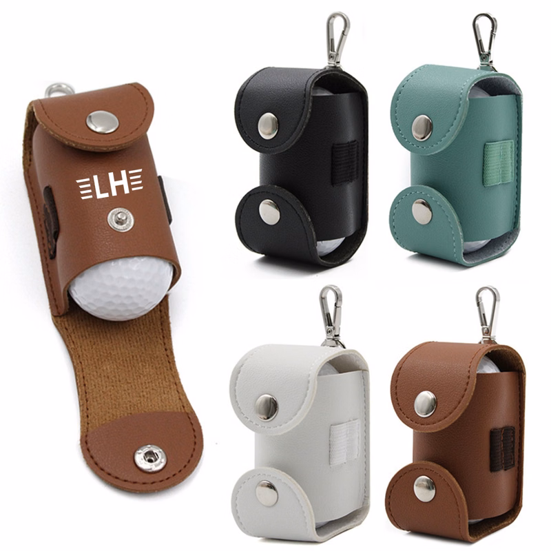 PU Leather Golf Ball Pouch with Clip