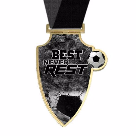 Medallion: 3" Shield Soccer Best Never Rest Design