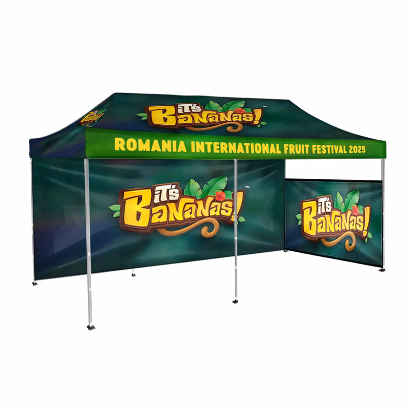 10'x20' Tent Canopy w frame, 1 side half + 1 long full wall
