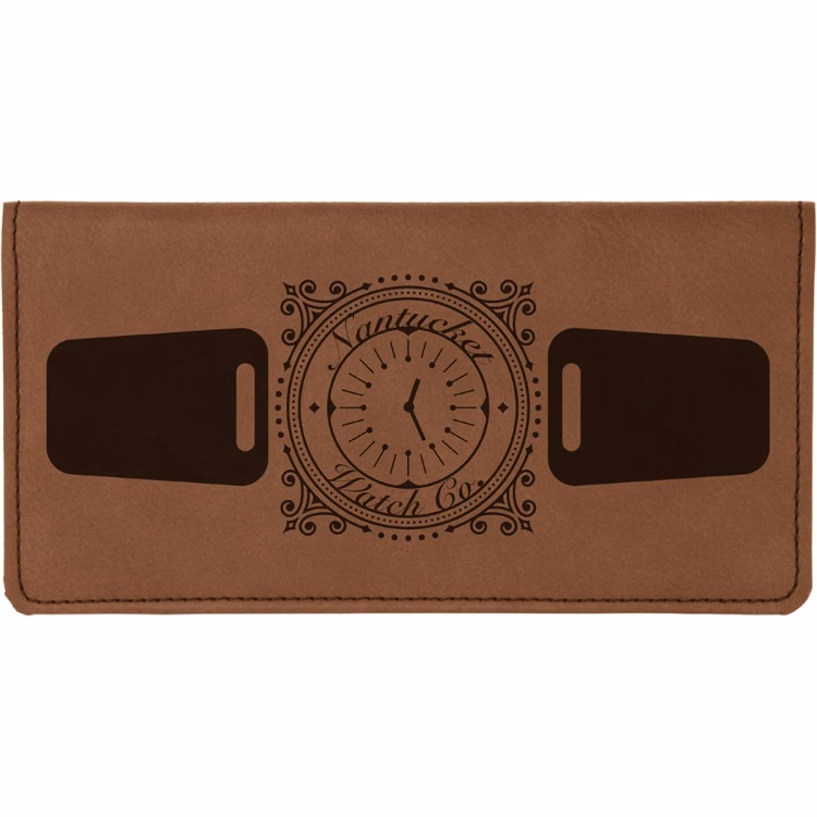 6 3/4" x 3 1/2" Dark Brown Leatherette Checkbook Cover
