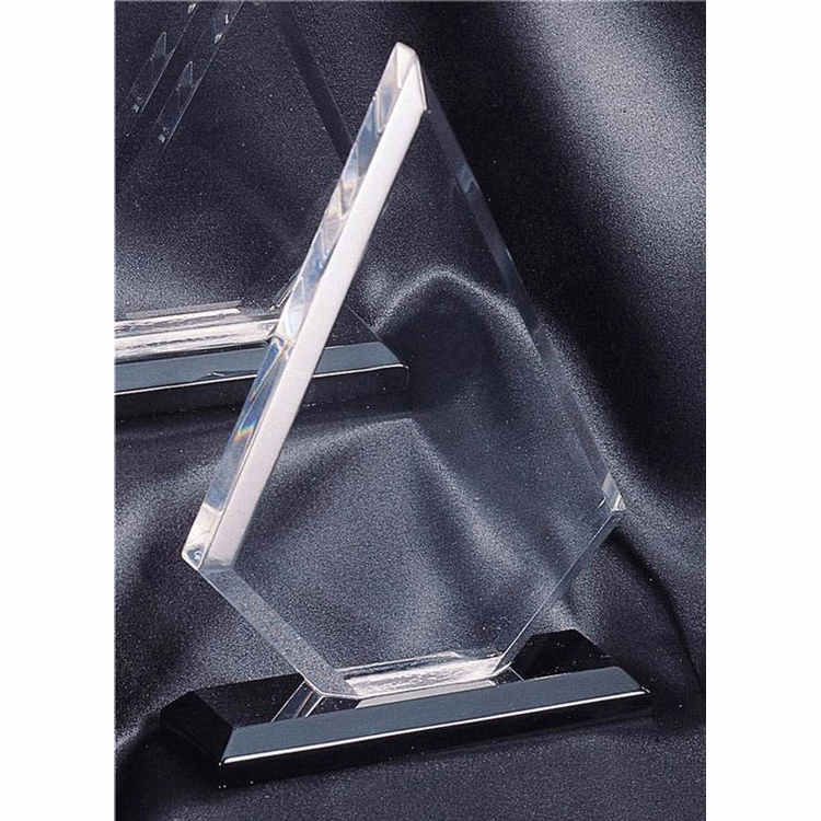 6-1/2" Triangle Crystal Clear Acrylic Award w/ Black Base