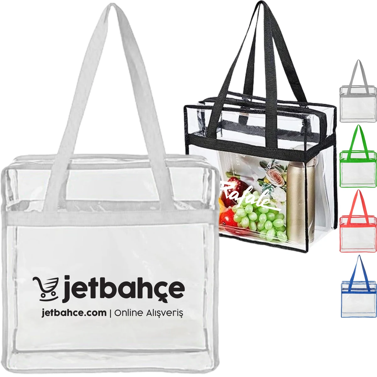 Contrast Binding Clear PVC Transparent Tote Bag 1